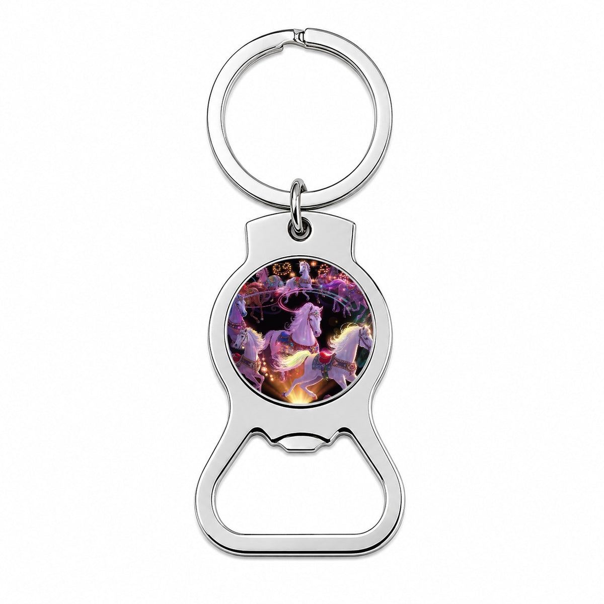 Vintage Carousel Horses Bottle Opener Keychain