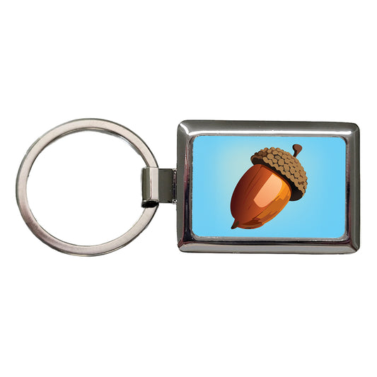 Acorn Nature Rectangle Metal Keychain