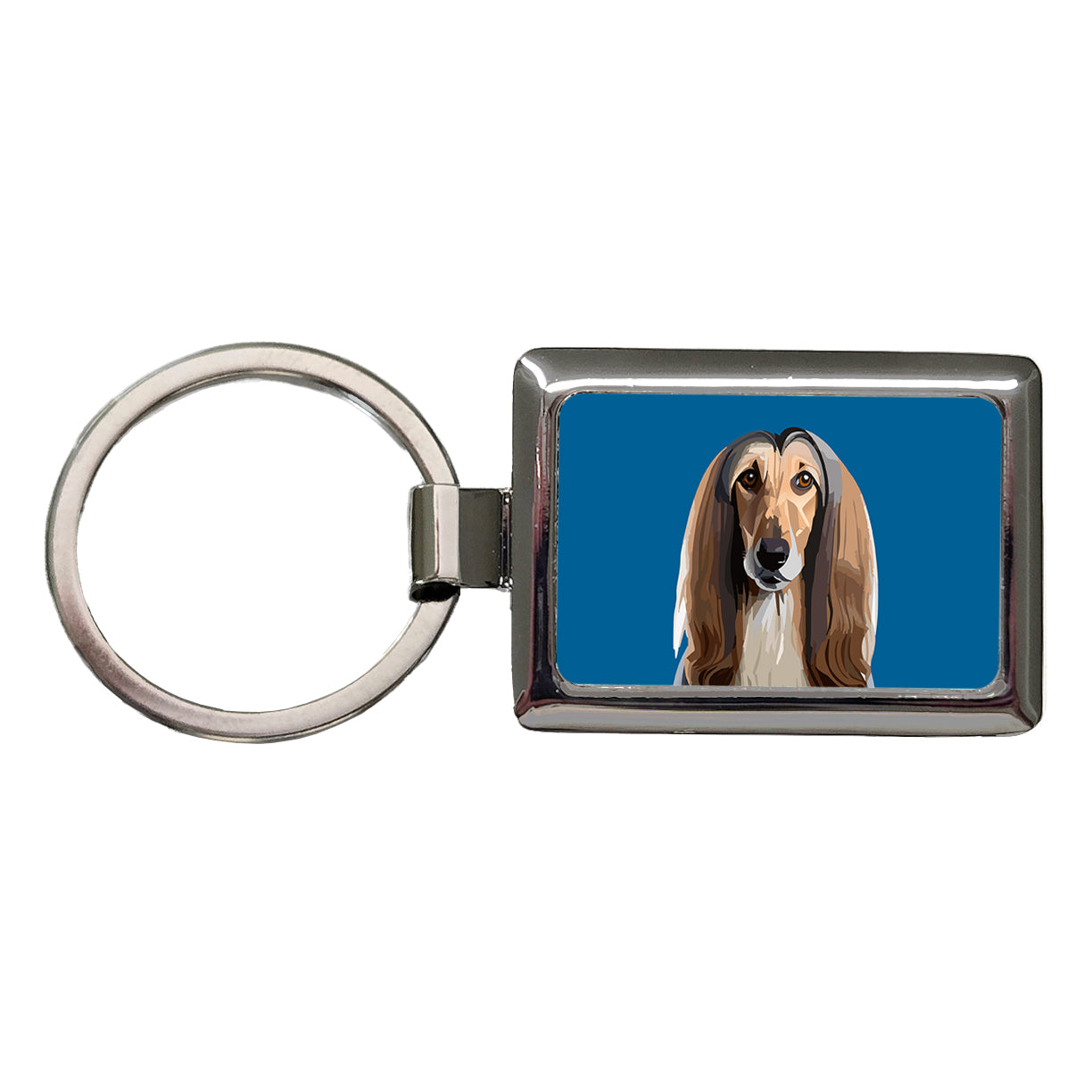 Afghan Hound Dog Staring Rectangle Metal Keychain