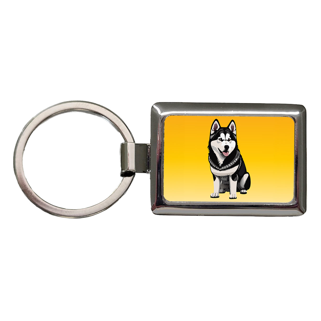 Alaskan Malamute Dog Sitting Rectangle Metal Keychain
