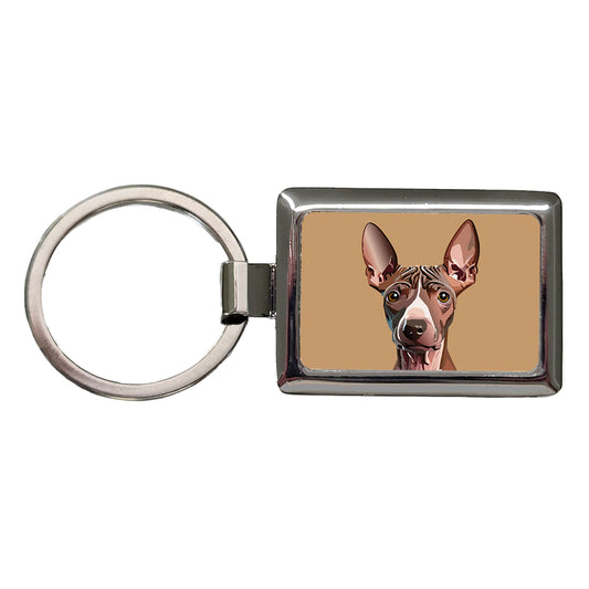 American Hairless Terrier Staring Rectangle Metal Keychain
