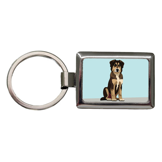 Anatolian Shepherd Dog Sitting Rectangle Metal Keychain