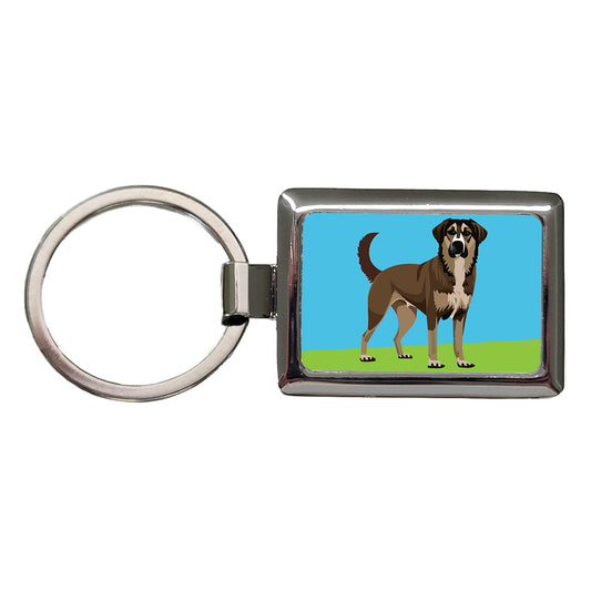 Anatolian Shepherd Dog Standing Rectangle Metal Keychain