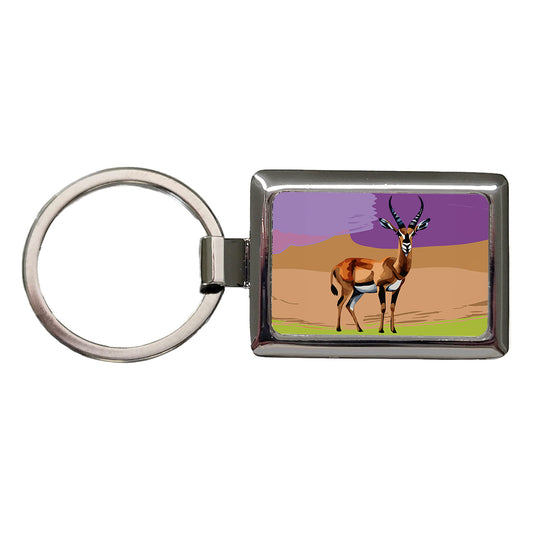 Antelope Buck Watercolor Rectangle Metal Keychain