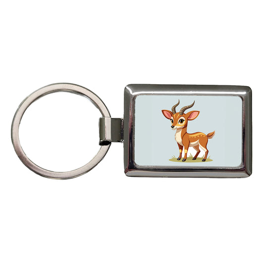 Antelope Cute Rectangle Metal Keychain