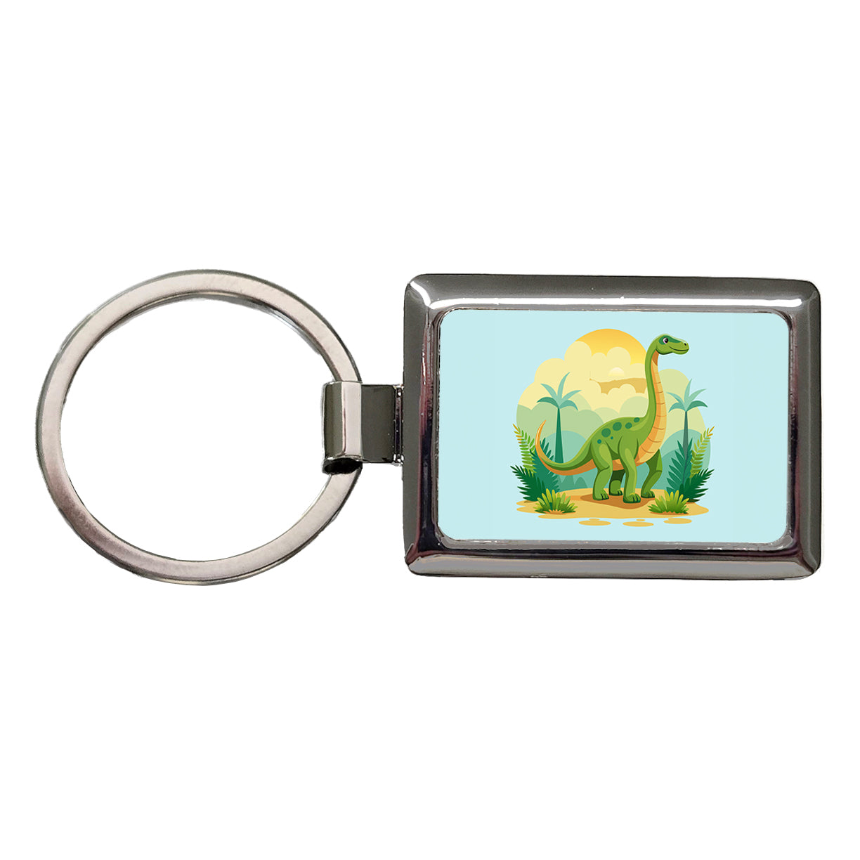 Apatosaurus Dinosaur Rectangle Metal Keychain