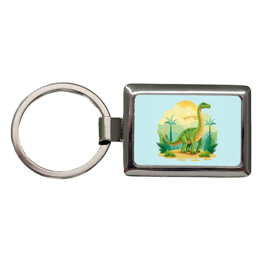 Apatosaurus Dinosaur Rectangle Metal Keychain