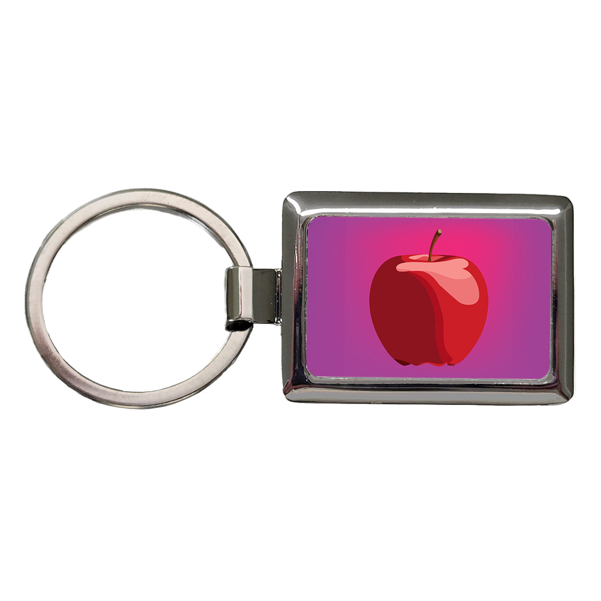 Apple Red Fruit Rectangle Metal Keychain