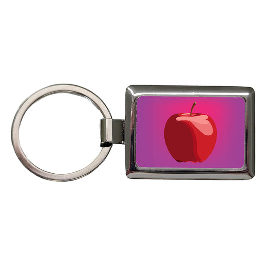 Apple Red Fruit Rectangle Metal Keychain