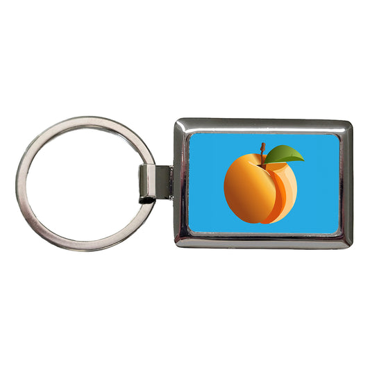 Apricot Fruit Rectangle Metal Keychain
