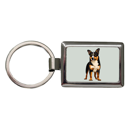 Australian Cattle Dog Standing Rectangle Metal Keychain
