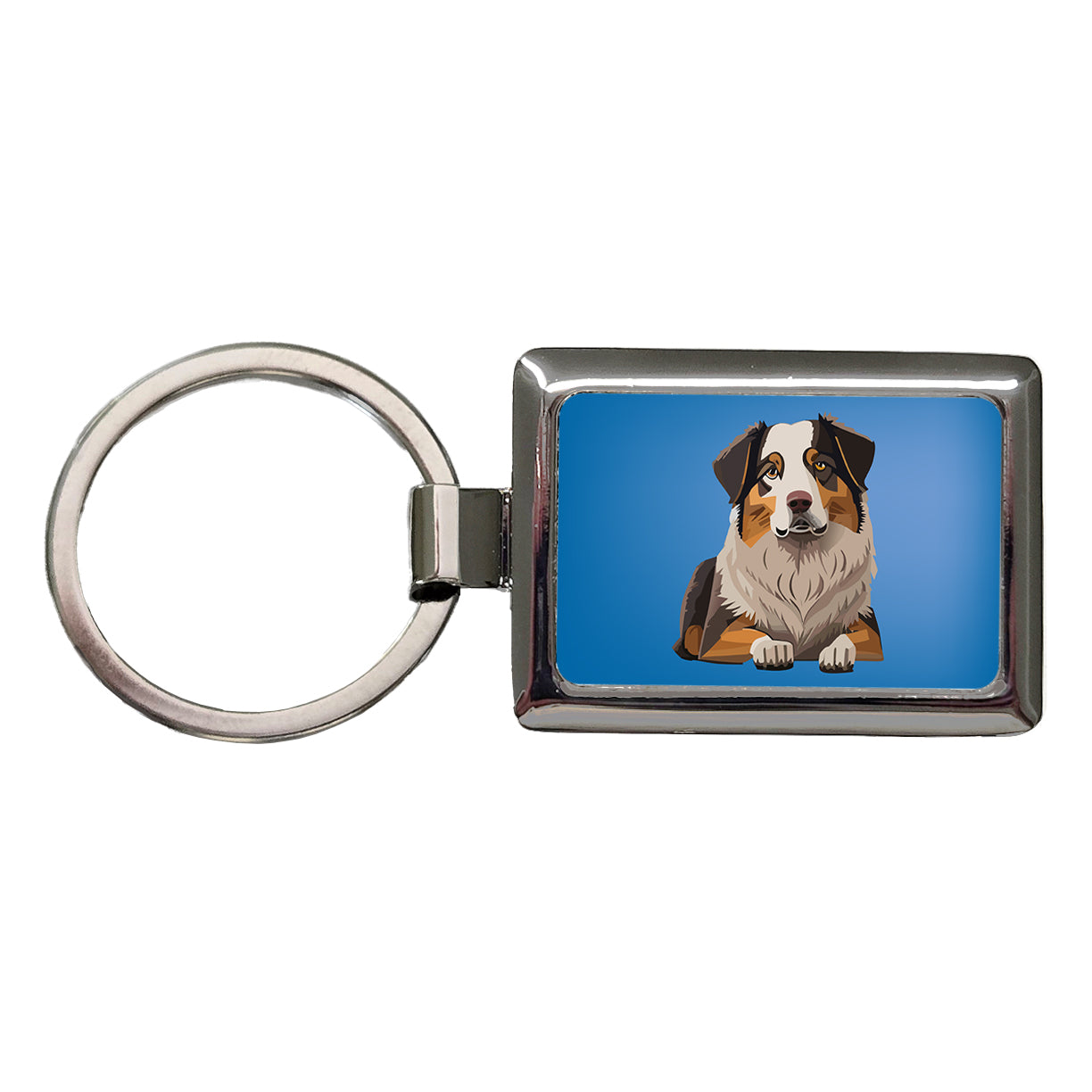 Australian Shepherd Dog Rectangle Metal Keychain