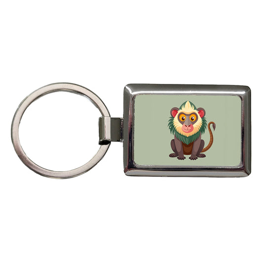 Baboon Cute Rectangle Metal Keychain