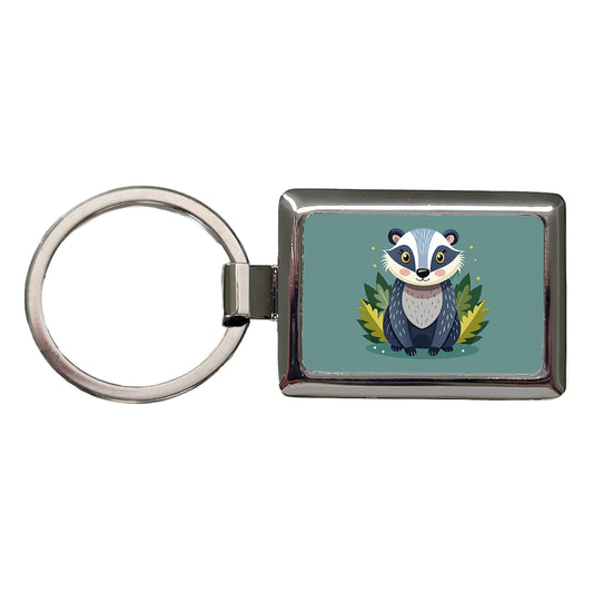 Badger Cute Rectangle Metal Keychain