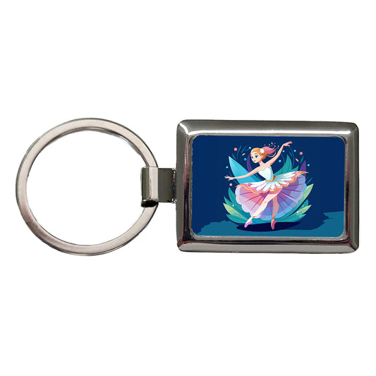 Ballerina Ballet Dancer Cute Rectangle Metal Keychain