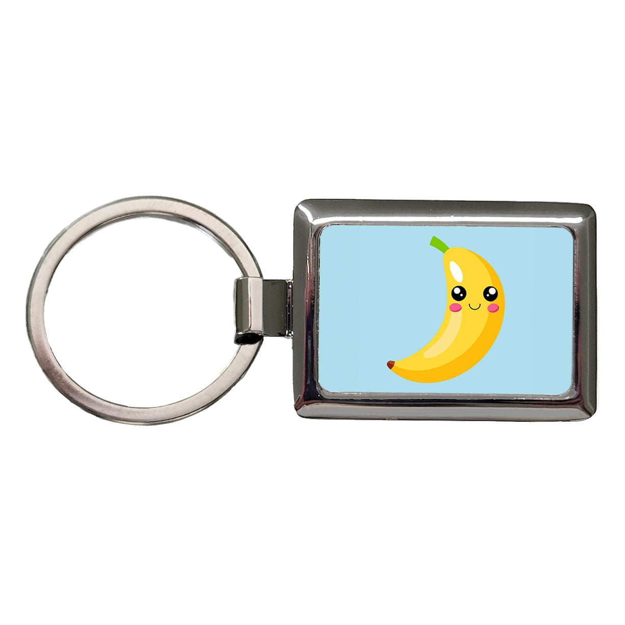 Banana Cute Happy Fruit Rectangle Metal Keychain