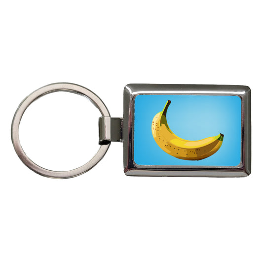 Banana Single Fruit Rectangle Metal Keychain