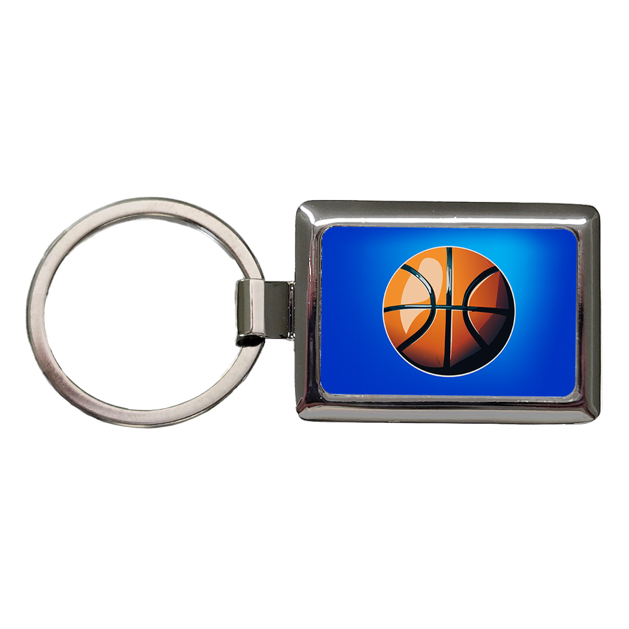 Basketball Sport Rectangle Metal Keychain