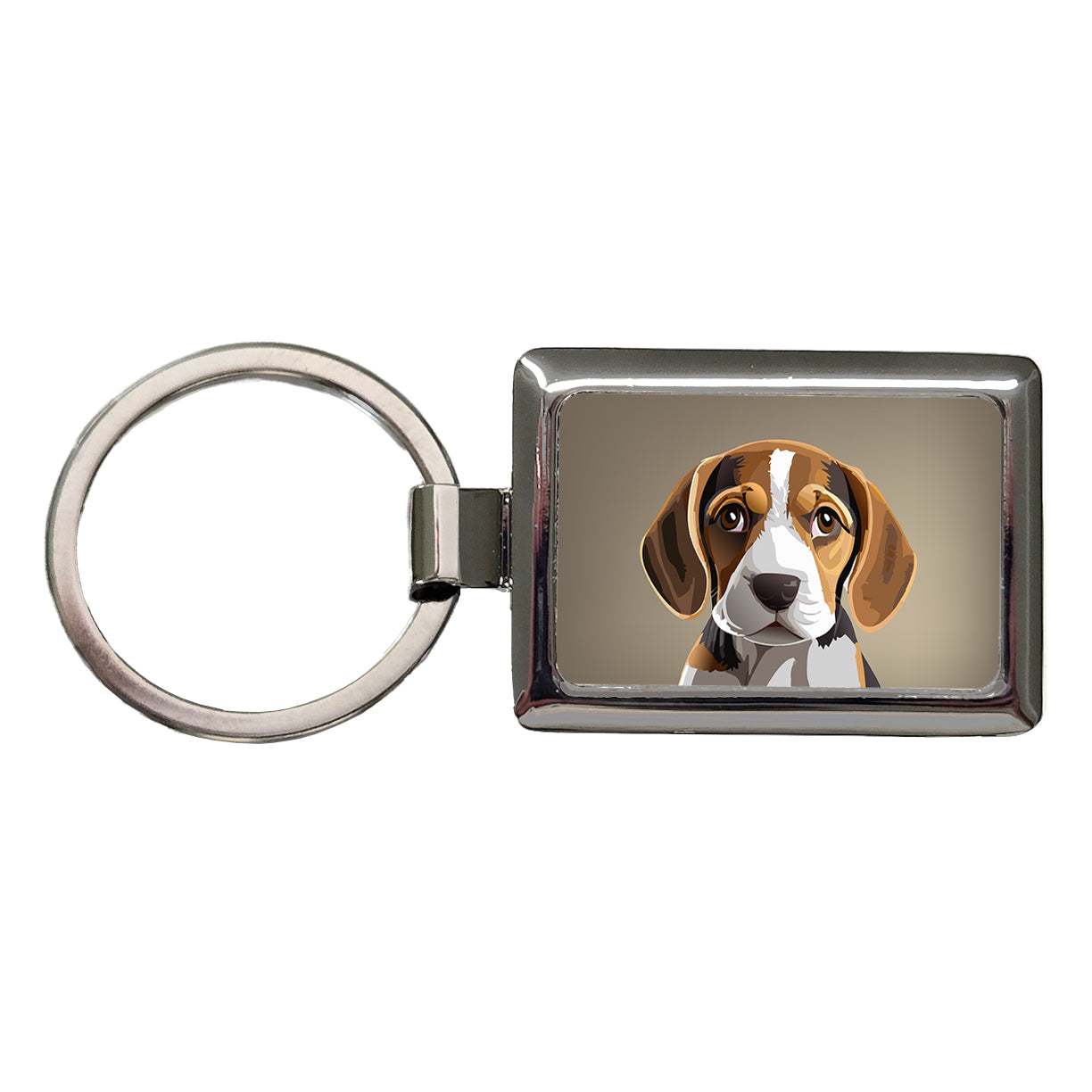 Beagle Dog Staring Rectangle Metal Keychain