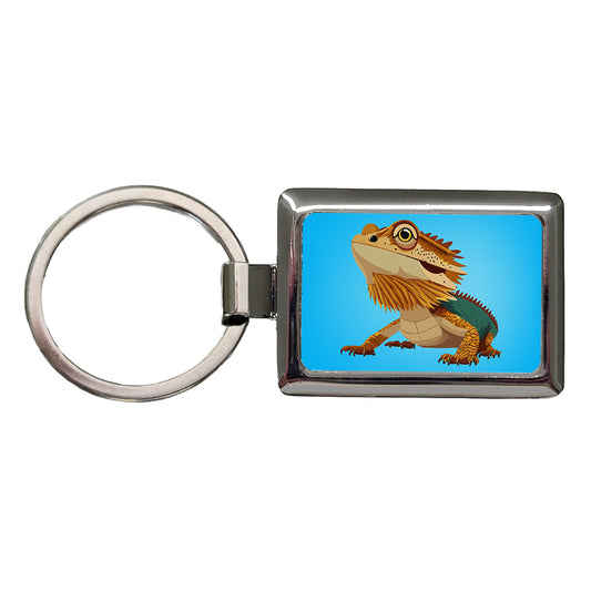 Bearded Dragon Majestic Rectangle Metal Keychain
