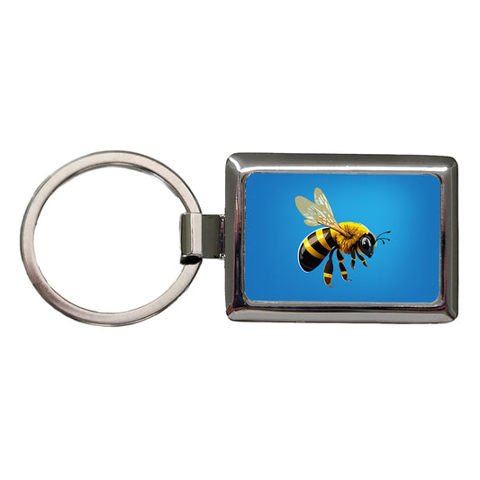 Bee Colorful Rectangle Metal Keychain