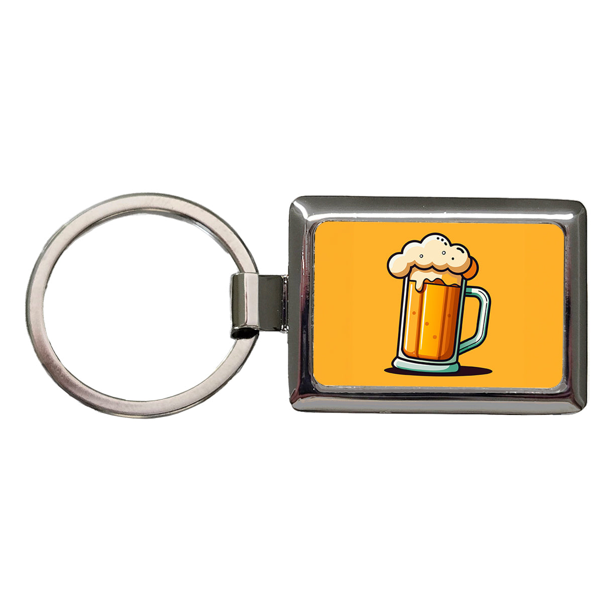 Beer Glass Foaming Stein Rectangle Metal Keychain