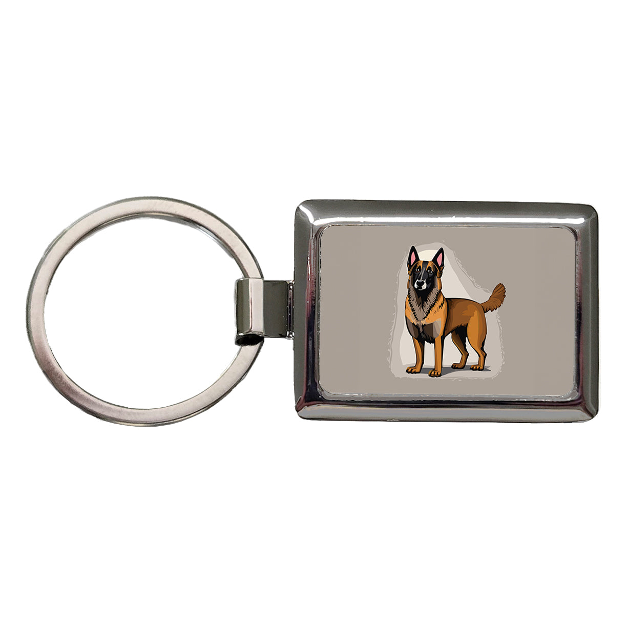 Belgian Shepherd Dog Standing Rectangle Metal Keychain