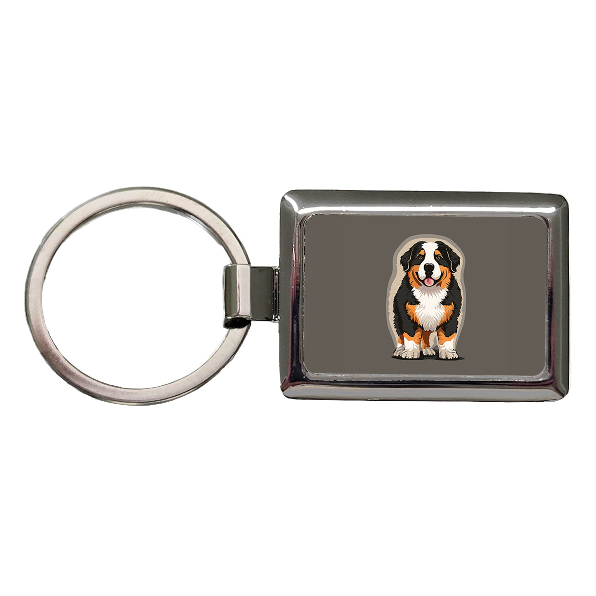 Bernese Mountain Dog Standing Rectangle Metal Keychain