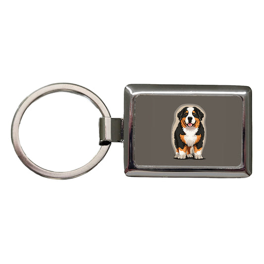 Bernese Mountain Dog Standing Rectangle Metal Keychain