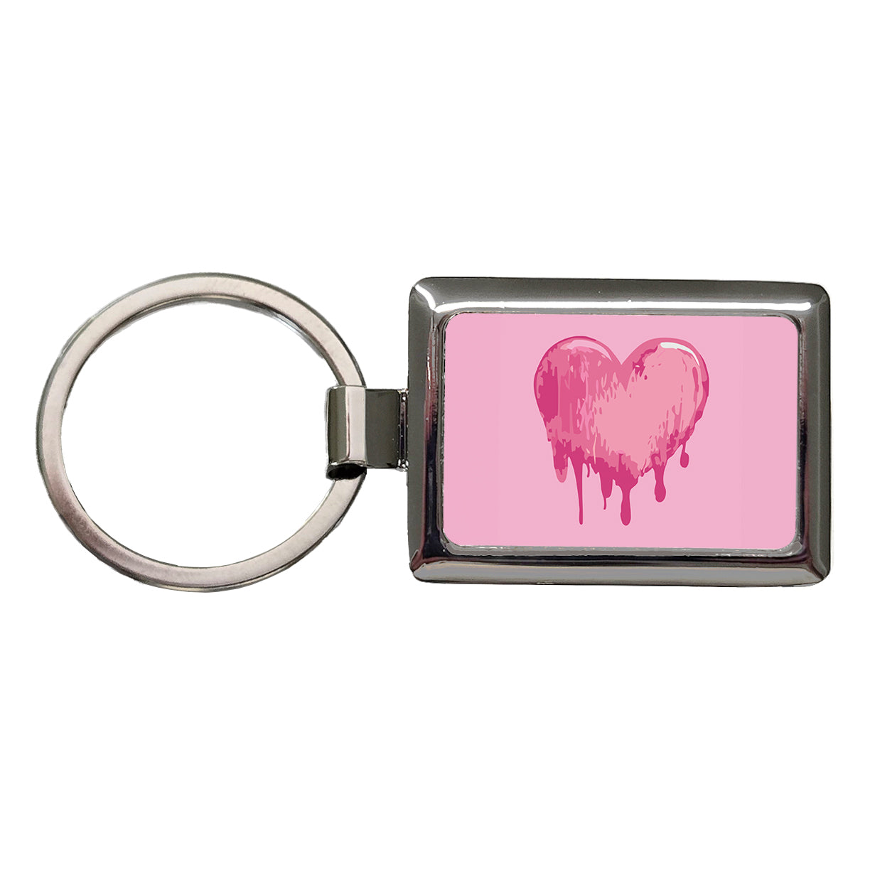 Bleeding Heart Pink Rectangle Metal Keychain