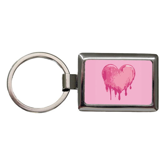 Bleeding Heart Pink Rectangle Metal Keychain