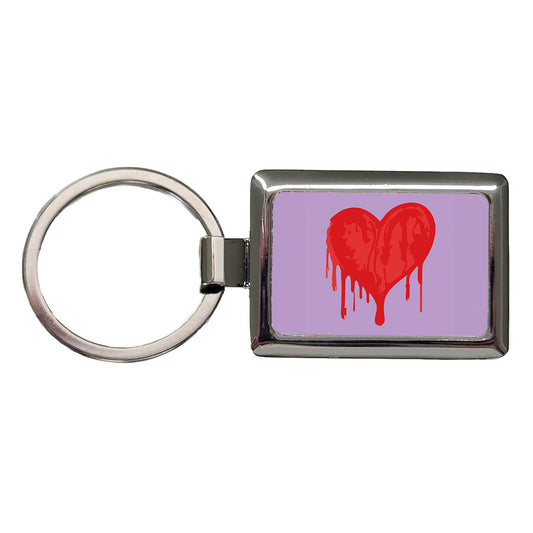 Bleeding Heart Red Rectangle Metal Keychain
