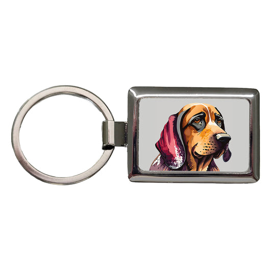 Bloodhound Dog Watercolor Rectangle Metal Keychain