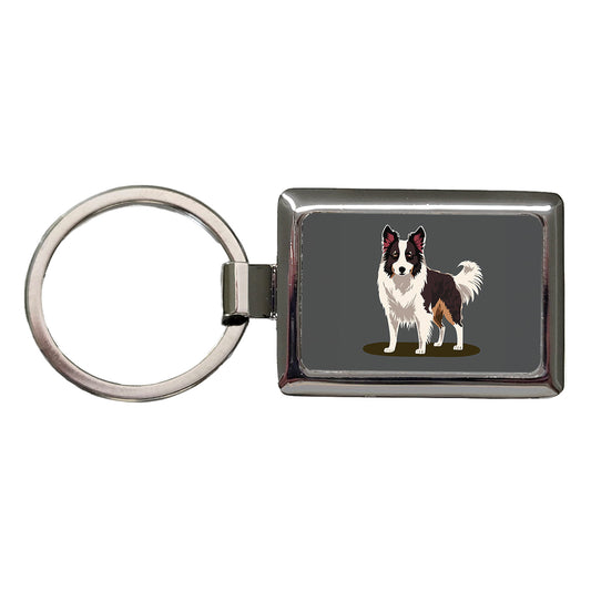 Border Collie Standing Rectangle Metal Keychain