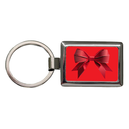 Bow Cheerleading Coquette Red Rectangle Metal Keychain