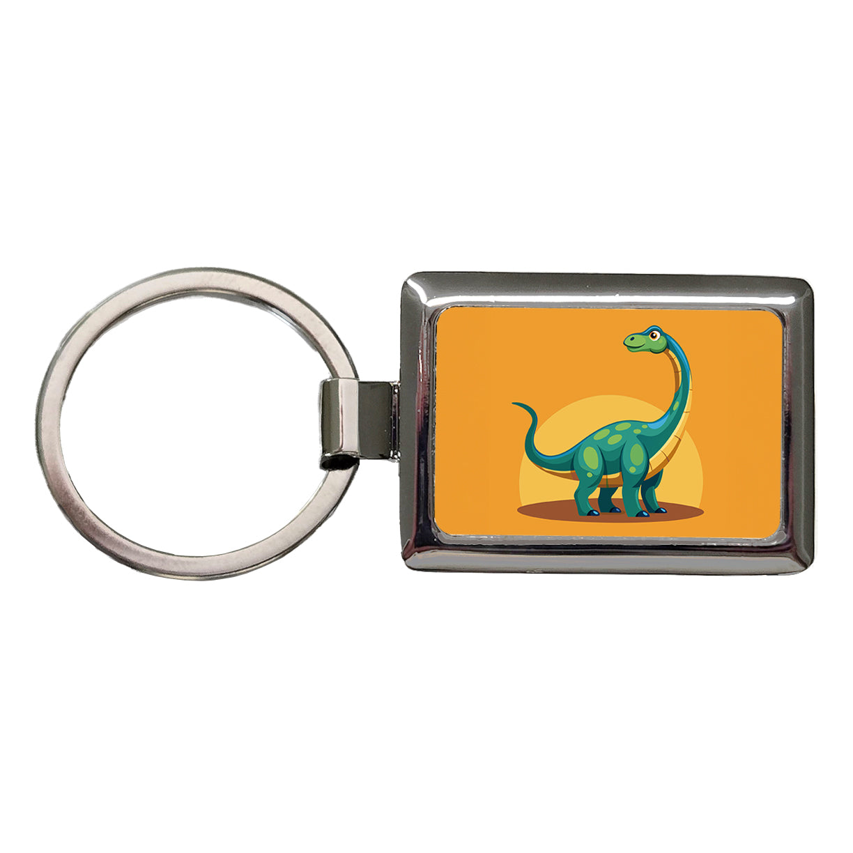 Brachiosaurus Dinosaur Rectangle Metal Keychain