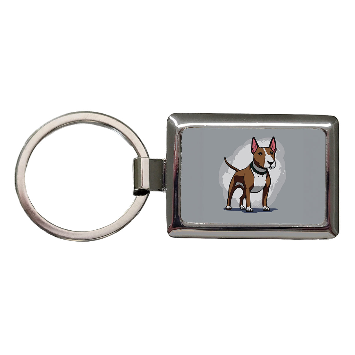 Bull Terrier Dog Standing Rectangle Metal Keychain