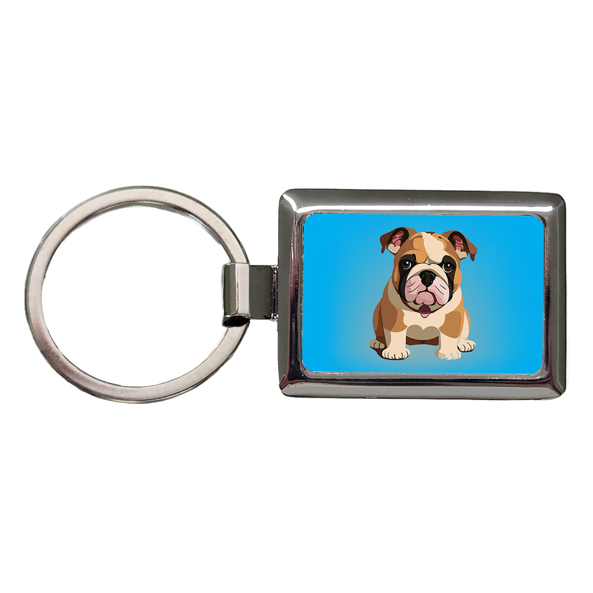 Bulldog Cute Dog Sitting Rectangle Metal Keychain