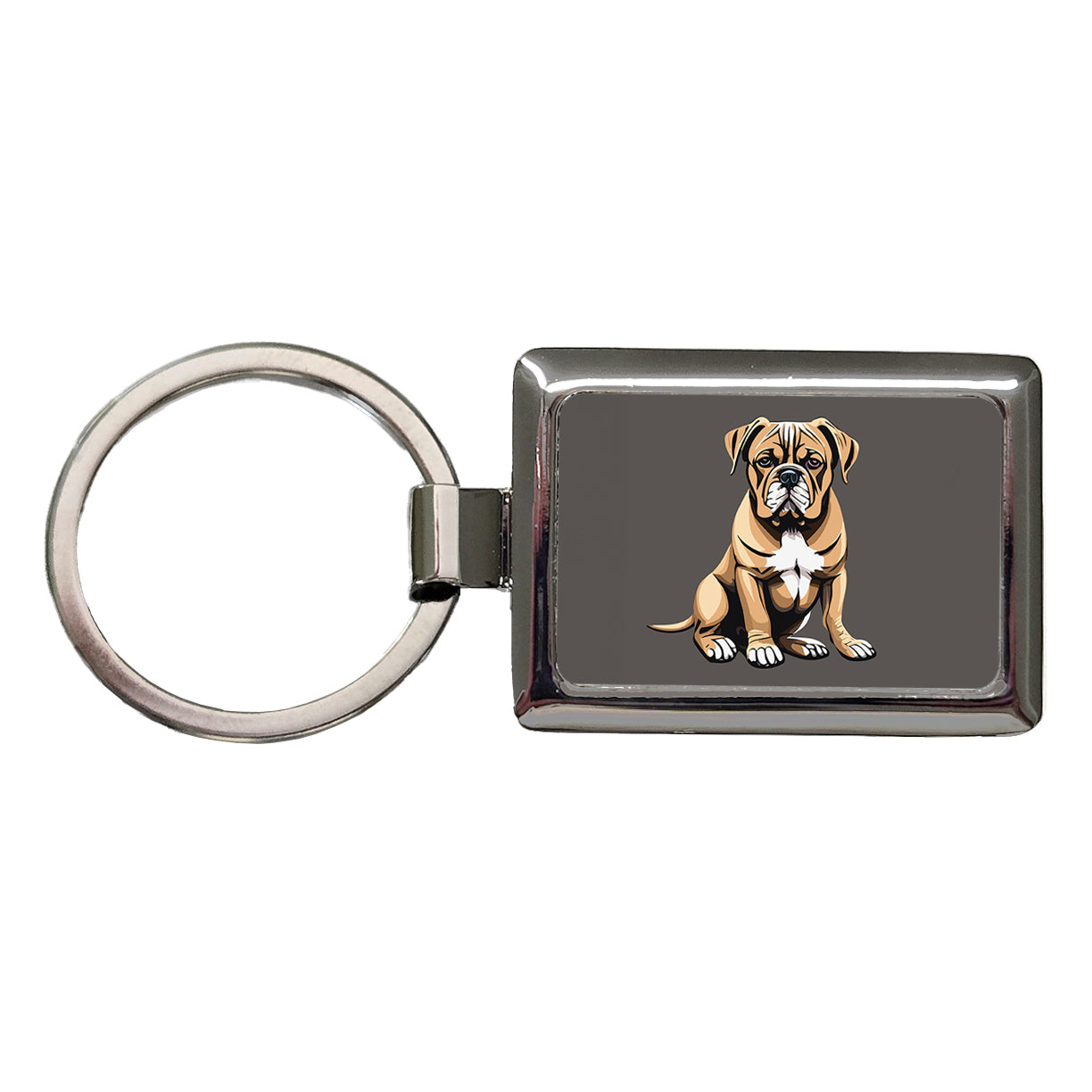 Bullmastiff Dog Sitting Rectangle Metal Keychain