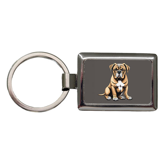 Bullmastiff Dog Sitting Rectangle Metal Keychain
