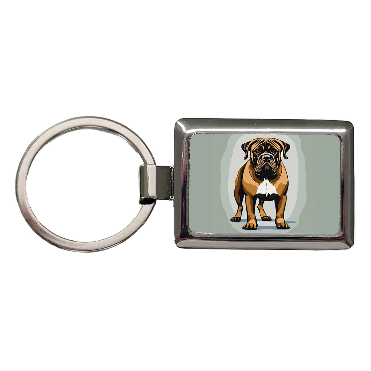 Bullmastiff Dog Standing Rectangle Metal Keychain