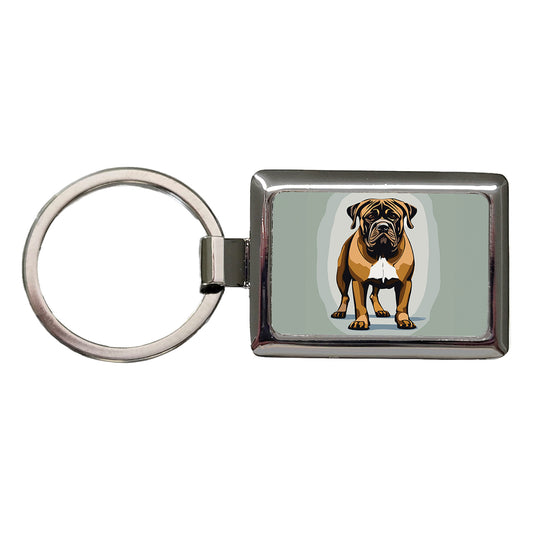Bullmastiff Dog Standing Rectangle Metal Keychain