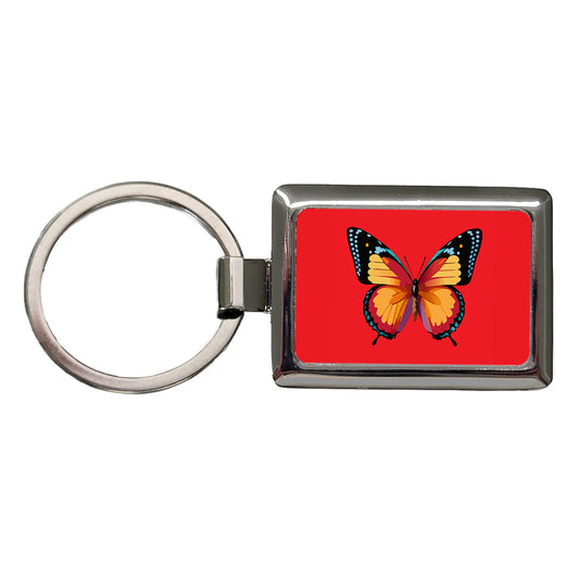 Butterfly Colorful Rectangle Metal Keychain