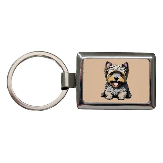 Cairn Terrier Dog Sitting Rectangle Metal Keychain