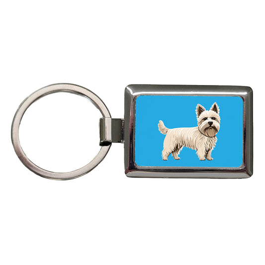 Cairn Terrier Dog Standing Rectangle Metal Keychain