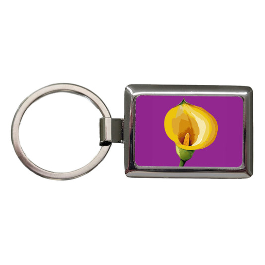 Calla Lily Flower Yellow Rectangle Metal Keychain