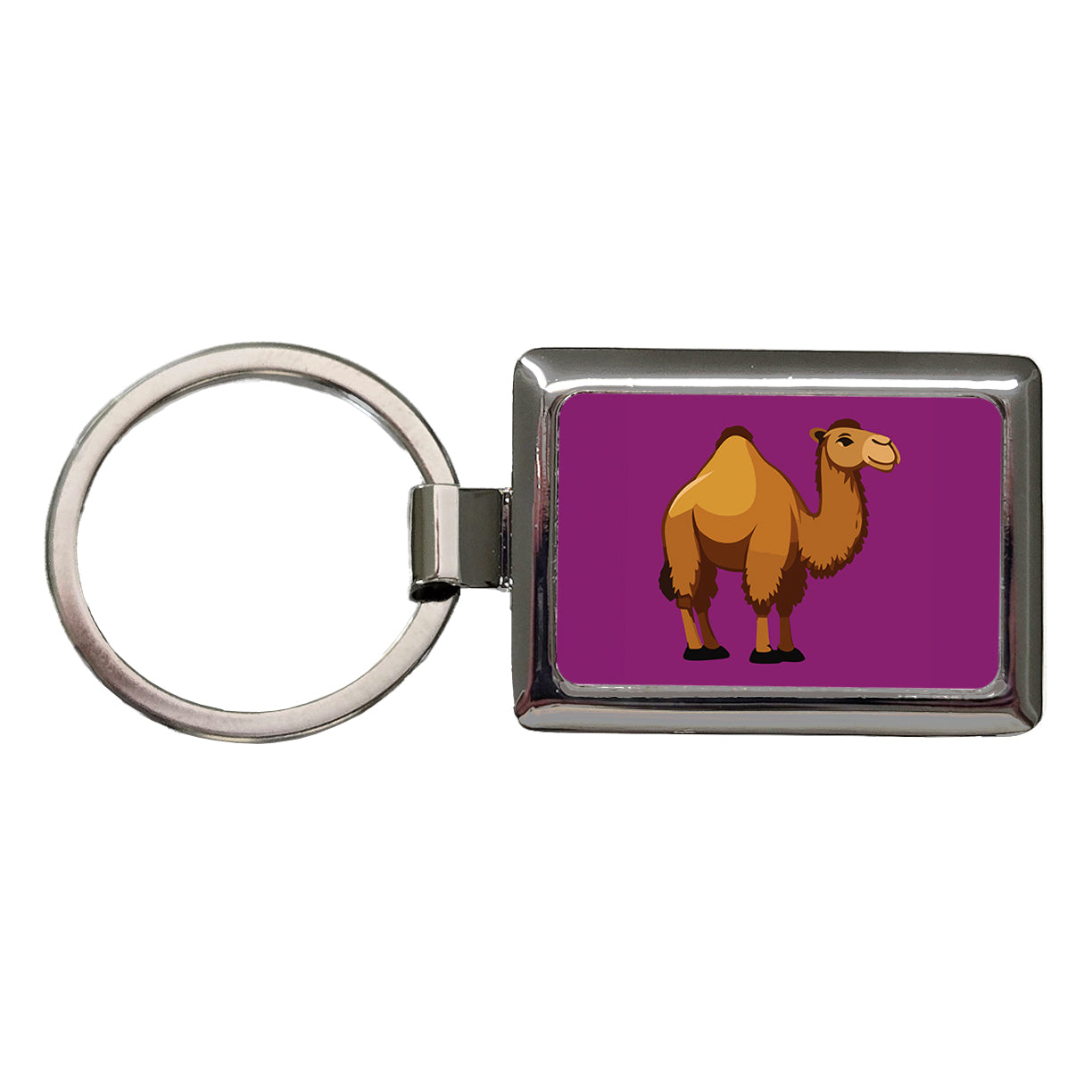 Camel Cute Profile Rectangle Metal Keychain