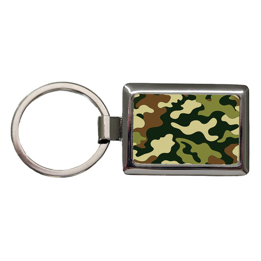 Camouflage Pattern Rectangle Metal Keychain