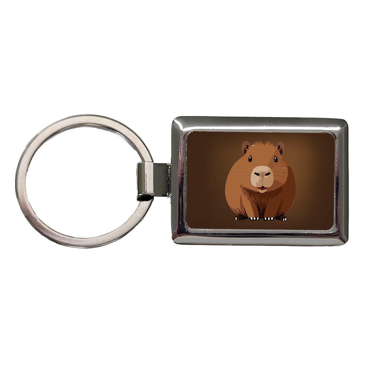 Capybara Happy Rectangle Metal Keychain