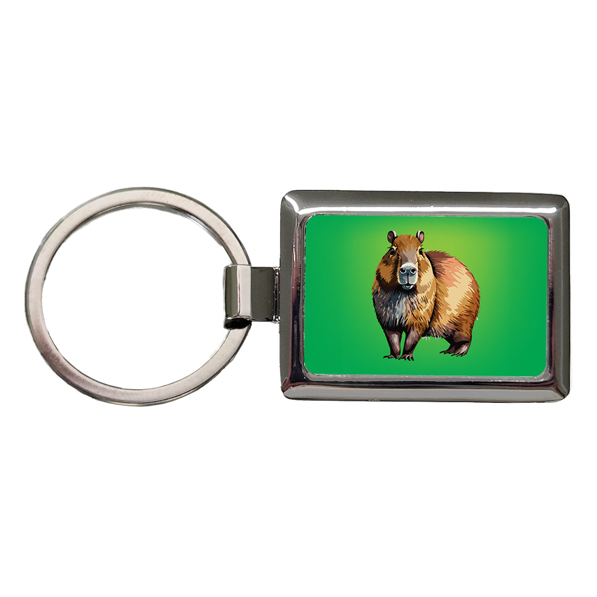 Capybara Standing Rectangle Metal Keychain